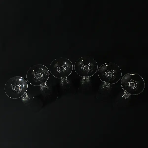 Lot Of 6 Oneida Matching Unknown Pattern Clear Glass Champagne Flutes 8.5" Tall