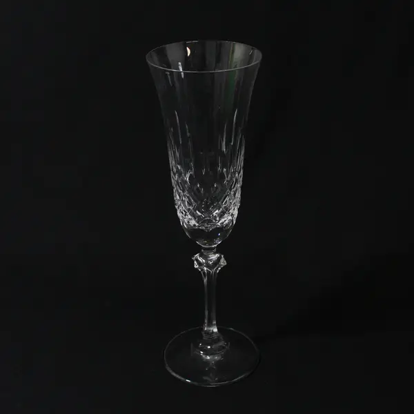Lot Of 6 Oneida Matching Unknown Pattern Clear Glass Champagne Flutes 8.5" Tall