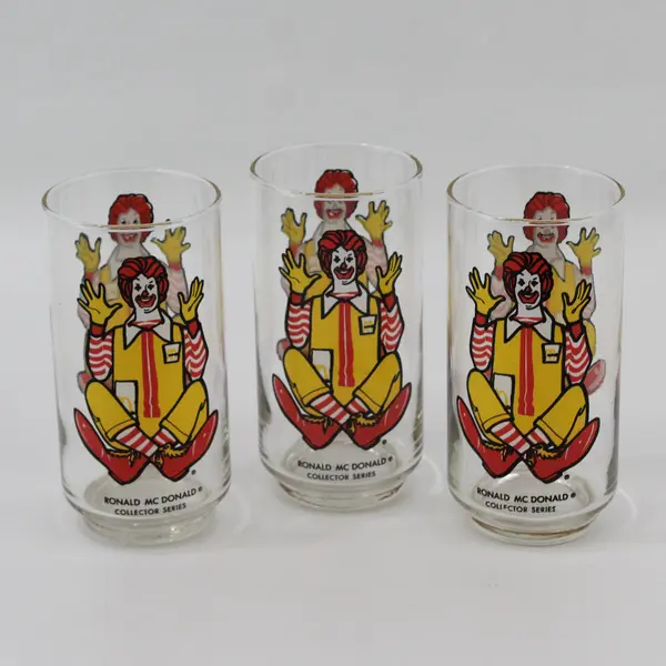 Lot Of 3 Ronald McDonald Collector Series Matching Drinking Glasses 5.75" Tall