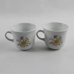70s Vintage Corelle by Corning Floral Set of 2 Mugs