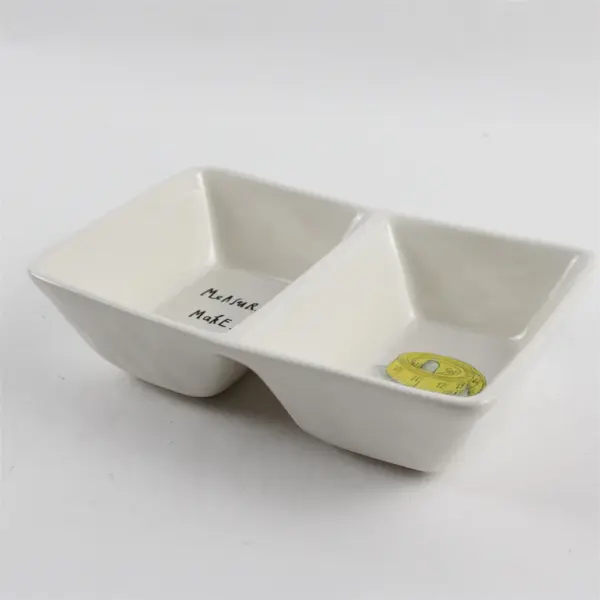 Rae Dunn Measure Make Create Twin Condiment Dish Ceramic White