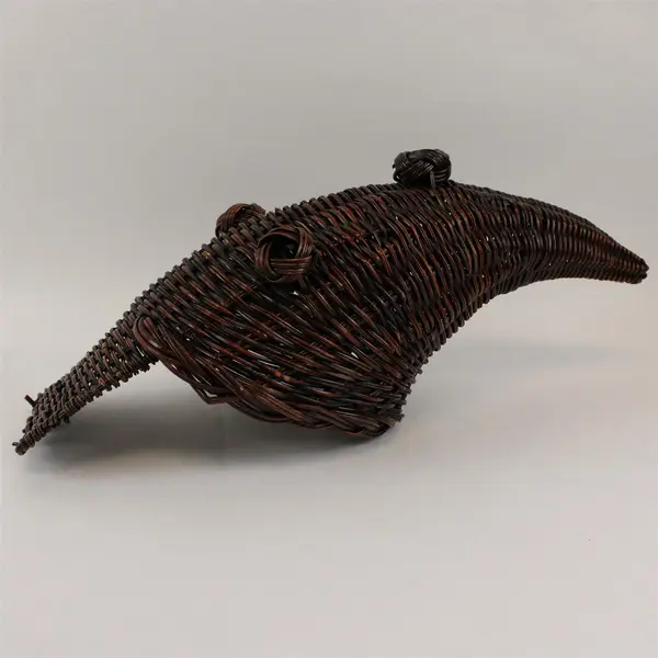 Dark Brown Wicker Cornucopia Fall Autumn Centerpiece Decor 16"