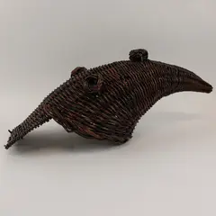 Dark Brown Wicker Cornucopia Fall Autumn Centerpiece Decor 16"