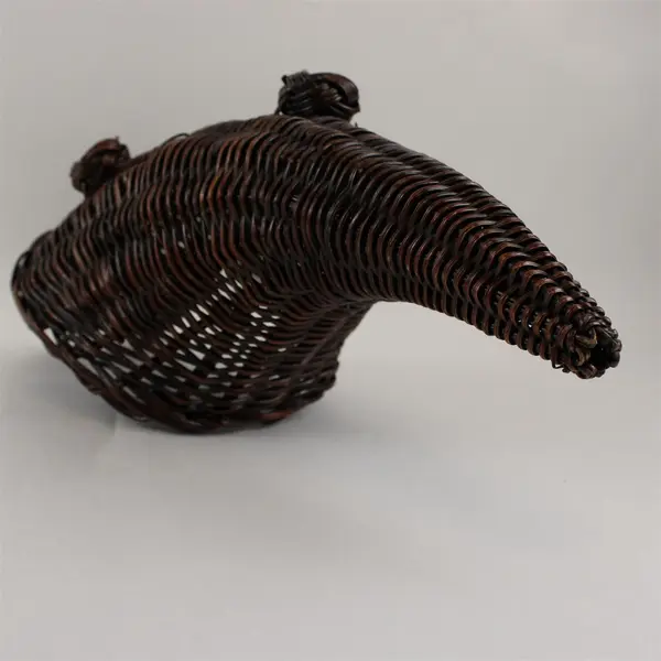 Dark Brown Wicker Cornucopia Fall Autumn Centerpiece Decor 16"