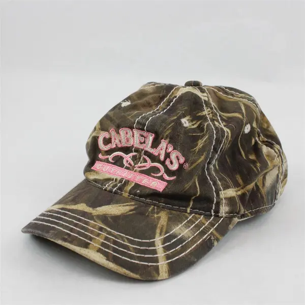 Cabela's Camo Strapback Hat Pink Embroidered Outdoors Logo Women's