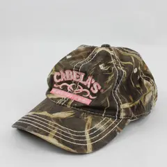 Cabela's Camo Strapback Hat Pink Embroidered Outdoors Logo Women's