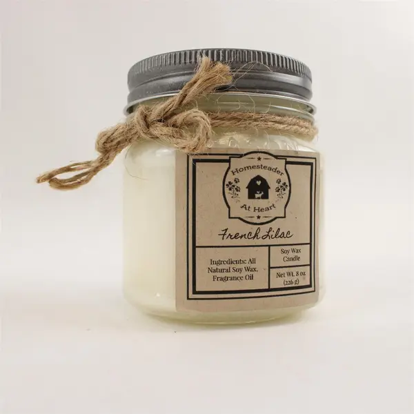 Homesteader At Heart French Lilac All Natural Soy Wax Candle UNBURNED