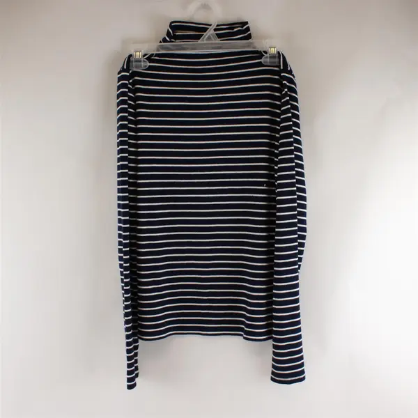 Lands' End Navy and White Striped Mock Funnel Neck Sweater Women's XS 2-4