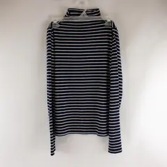 Lands' End Navy and White Striped Mock Funnel Neck Sweater Women's XS 2-4