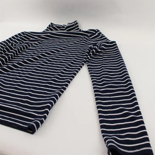 Lands' End Navy and White Striped Mock Funnel Neck Sweater Women's XS 2-4