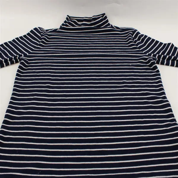 Lands' End Navy and White Striped Mock Funnel Neck Sweater Women's XS 2-4