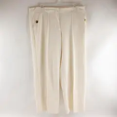 Anne Klein Off-White Cropped Pants Gold Button Details Women's 10