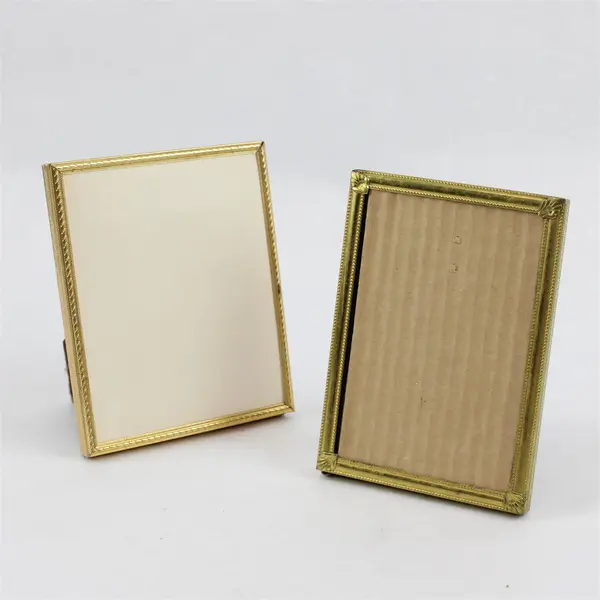 Lot of 2 Vintage Brass Detailed Picture Frames 3"x4.5" & 4"x5" - NO GLASS