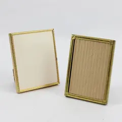 Lot of 2 Vintage Brass Detailed Picture Frames 3"x4.5" & 4"x5" - NO GLASS
