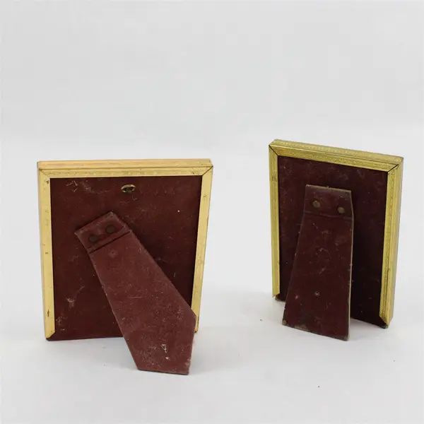 Lot of 2 Vintage Brass Detailed Picture Frames 3"x4.5" & 4"x5" - NO GLASS