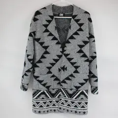 FRYE Women's M Gray & Black Southwestern Aztec Open Front Cardigan 
