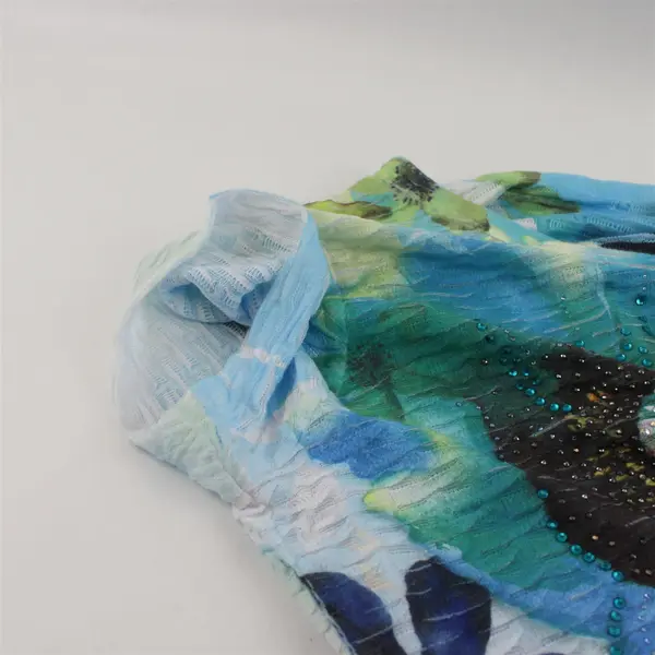 JM Collection Blue and Green Floral Print Bedazzled Top Women's XL