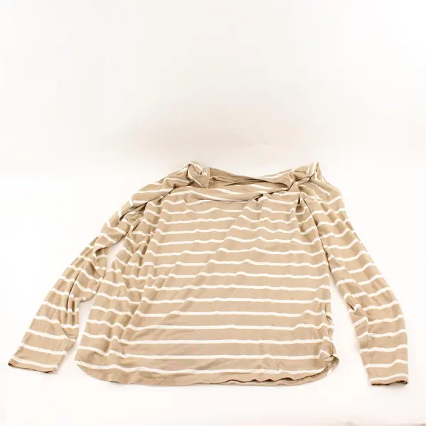 GAP Beige and White Striped Long-Sleeved T-Shirt Women's Small