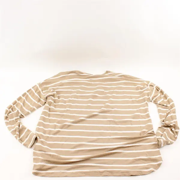 GAP Beige and White Striped Long-Sleeved T-Shirt Women's Small