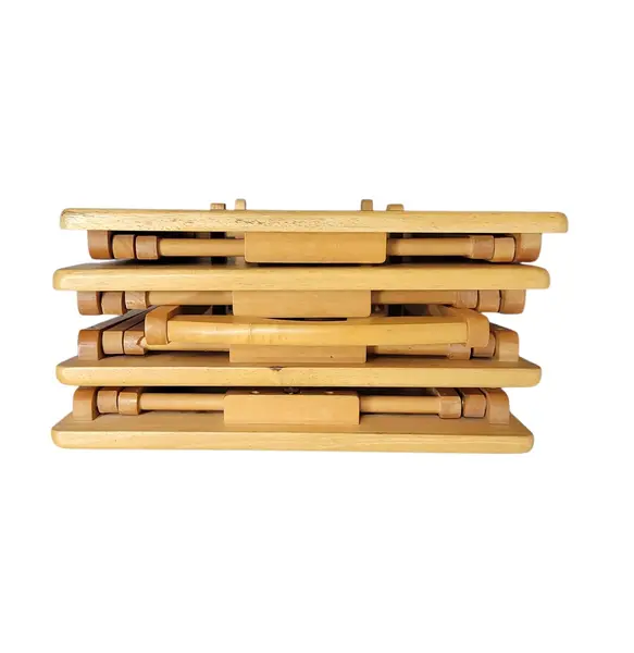 Set of 4 Wooden Folding TV Trays with Matching Storage Rack - Local Pickup Only