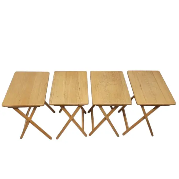 Set of 4 Wooden Folding TV Trays with Matching Storage Rack - Local Pickup Only