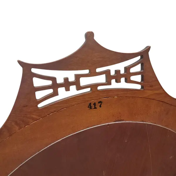 Vintage Asian Pagoda Round Wall Mirror Carved Wood Chinoiserie - Local Pickup