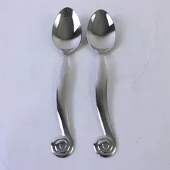 Lot of 2 Gibson Stainless Steel Europa Oval Soup Spoons 8" Flatware