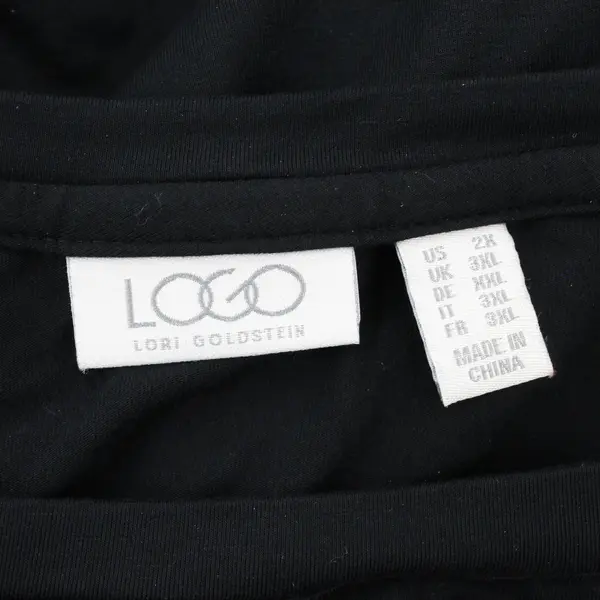 LOGO Lori Goldstein Black Blouse Long Sleeve Ruffle Hemline Plus 2X