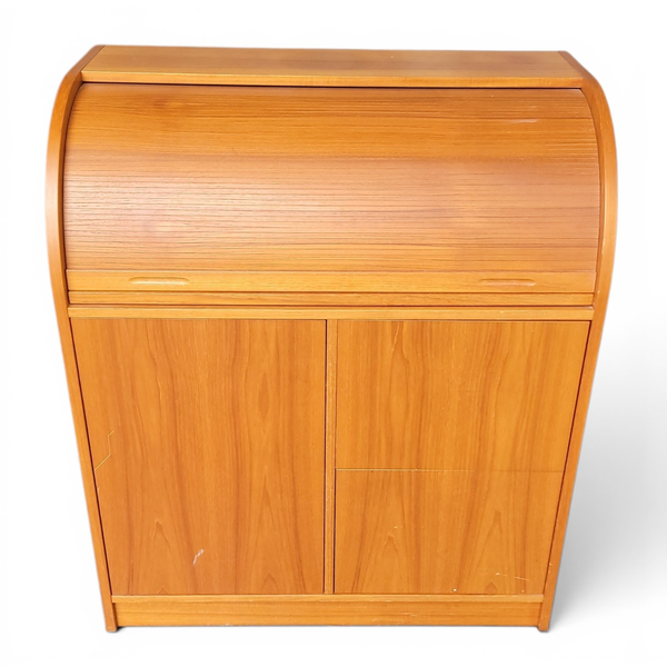Roll Top Computer Desk Wood Veneer Home Office Storage Cabinet - Local Pickup
