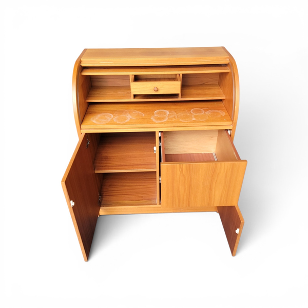 Roll Top Computer Desk Wood Veneer Home Office Storage Cabinet - Local Pickup