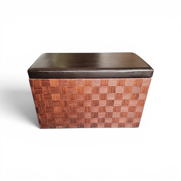 Faux Wicker Storage Ottoman Bench Brown Fabric Lined Basket - Local Pickup Only