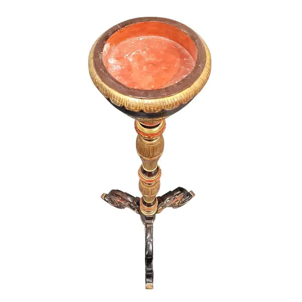 Hand Painted Ornate Wooden Pedestal Plant Stand Candle Holder - Local Pickup