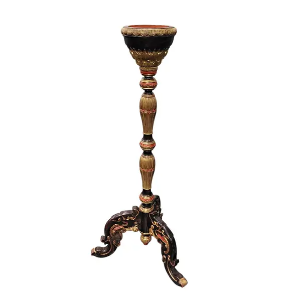 Hand Painted Ornate Wooden Pedestal Plant Stand Candle Holder - Local Pickup