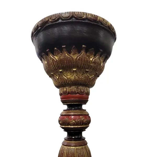 Hand Painted Ornate Wooden Pedestal Plant Stand Candle Holder - Local Pickup