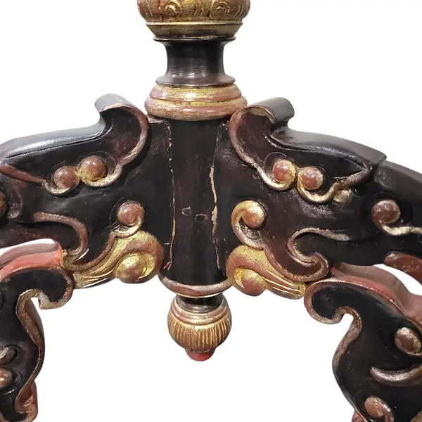 Hand Painted Ornate Wooden Pedestal Plant Stand Candle Holder - Local Pickup