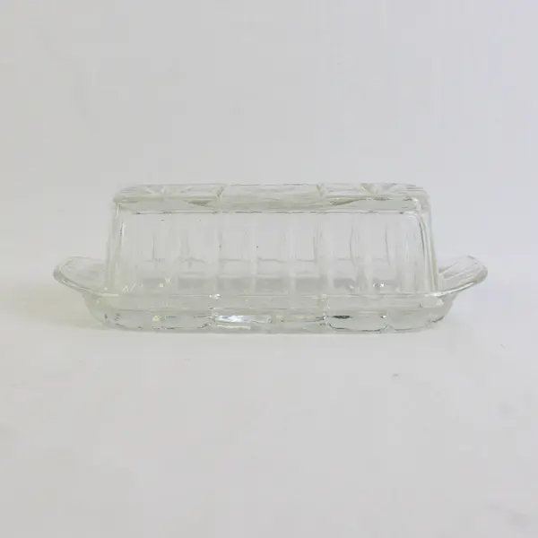 Anchor Hocking Star Of David Pattern Early American Prescut Glass Butter Dish