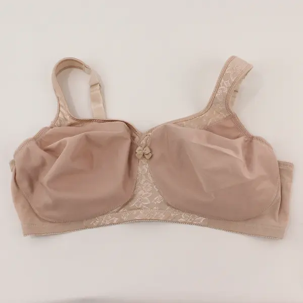 Glamorise Beige Floral Design Unlined Wireless Bra Women's Size 44D