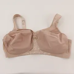Glamorise Beige Floral Design Unlined Wireless Bra Women's Size 44D