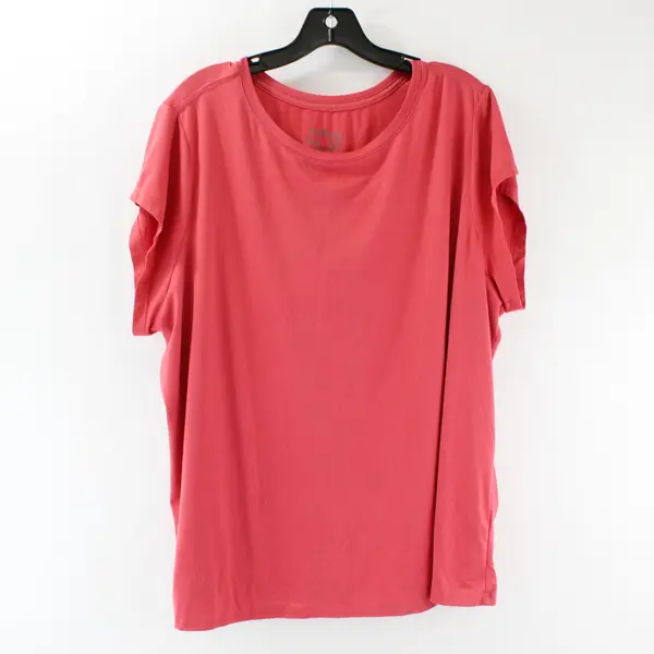 AnyBody Women Plus Size 2X Pink Scoop Neck Short Sleeve T-Shirt