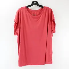 AnyBody Women Plus Size 2X Pink Scoop Neck Short Sleeve T-Shirt