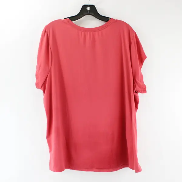 AnyBody Women Plus Size 2X Pink Scoop Neck Short Sleeve T-Shirt