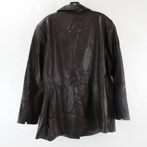 Dennis Basso Dark Brown Regular Luxe Faux Leather Jacket 3X