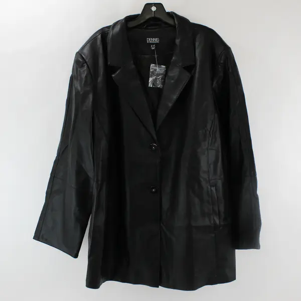 Dennis Basso Black Regular Luxe Faux Leather Jacket 3X