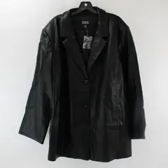Dennis Basso Black Regular Luxe Faux Leather Jacket 3X
