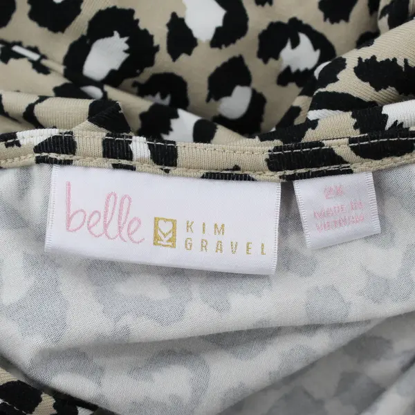 Belle by Kim Gravel Womens 2X Leopard Top 3/4 Sleeve
