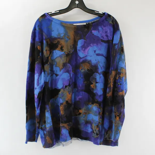 BEAUTIFUL by Lawrence Zarian Women's 2X Multicolor Floral Pullover Sweater