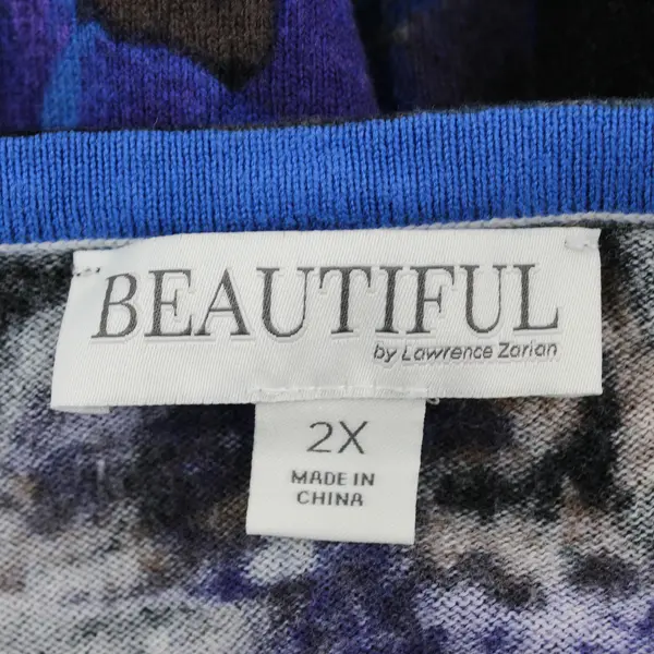 BEAUTIFUL by Lawrence Zarian Women's 2X Multicolor Floral Pullover Sweater