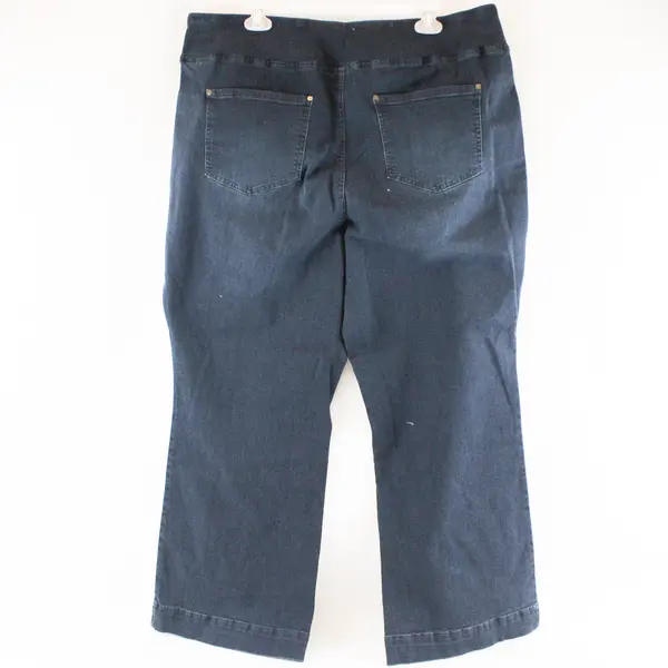 Belle by Kim Gravel Dark Blue Wash Pull-On Straight Leg Jeans Front Seam 22WP