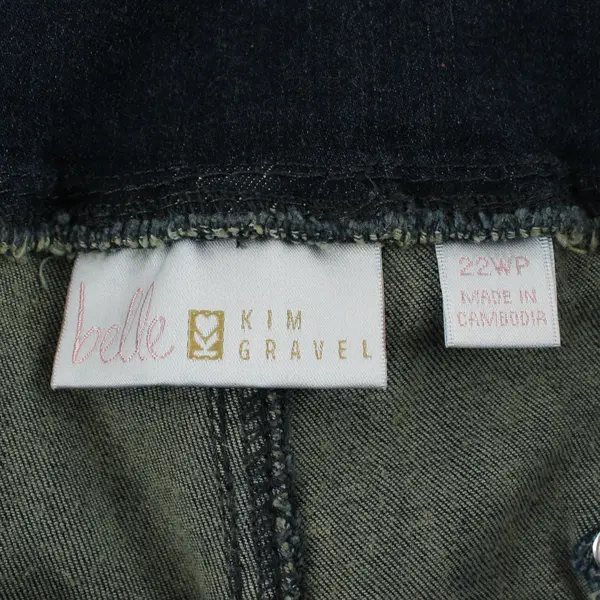 Belle by Kim Gravel Dark Blue Wash Pull-On Straight Leg Jeans Front Seam 22WP