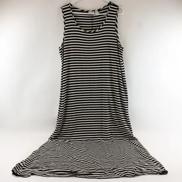 Zenergy by Chico's Size 3 Black and White Striped Sleeveless Maxi Dress